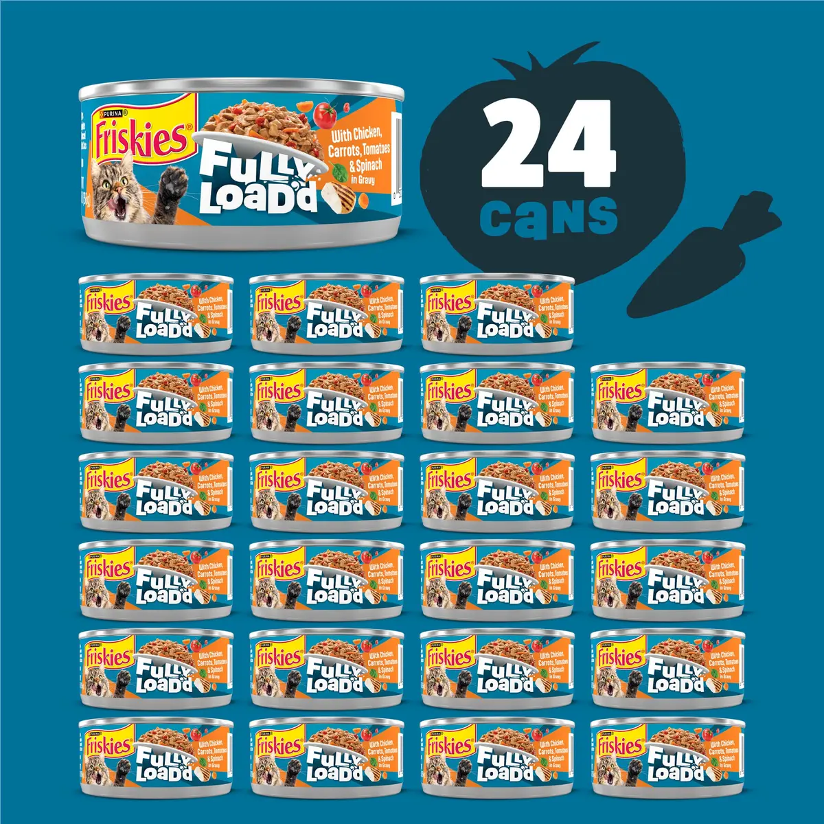 Friskies Fully Load'd Wet Cat Food Chicken 24 Count | Chunky in Savory Gravy for Adult Cats - view 3