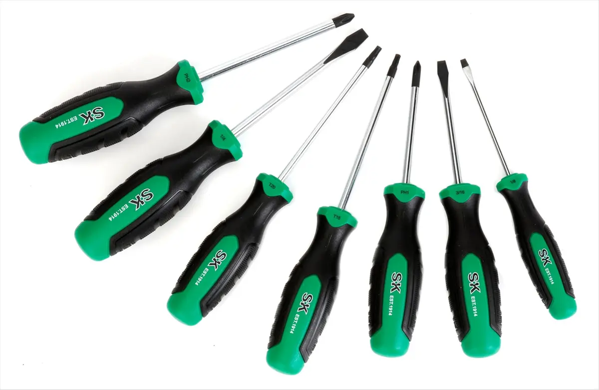 SK Tool 7PC Screwdriver Set | Classic Solid Pattern, Multi Color, Blend Material, Rectangular Shape (7 Items, 1 Pack) - main product image
