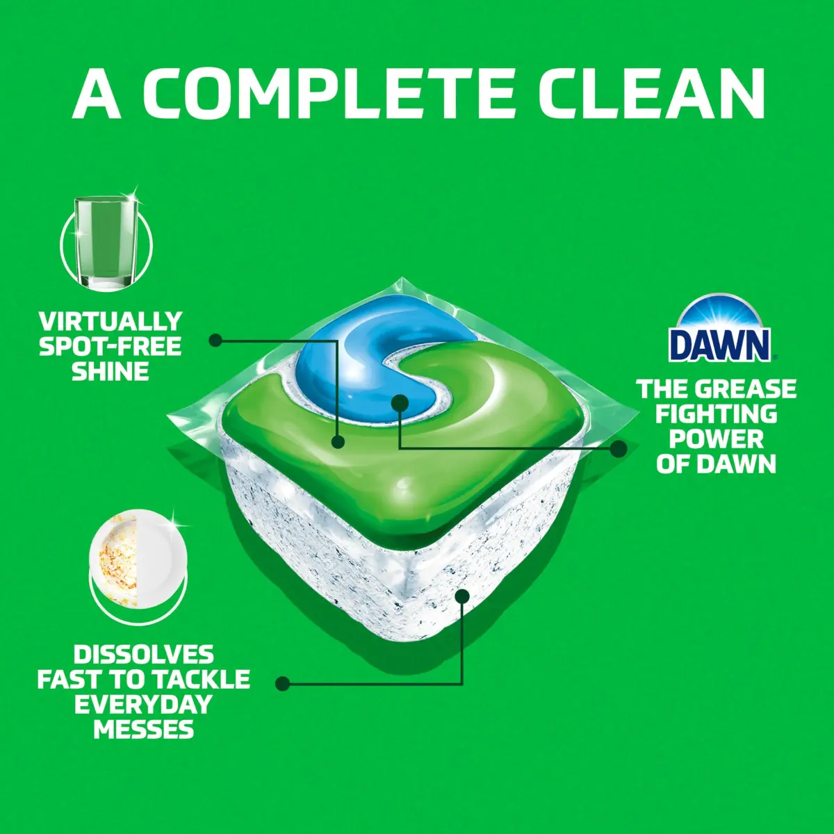 Cascade Complete Action Dishwasher Detergent Pods 43 Count | Powerful Grease Removal & Pipe Safe - view 2
