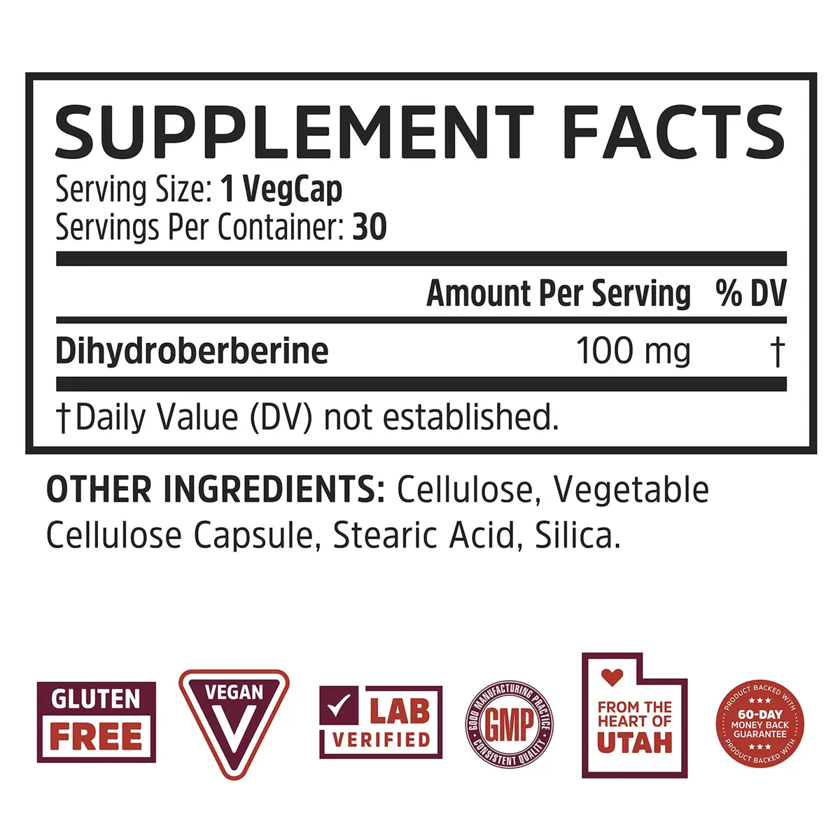 ZHOU Dihydroberberine 100 mg Supplement for Women & Men - Vegan - 30 Capsules | Natural Energy & Cardiovascular Support - view 2