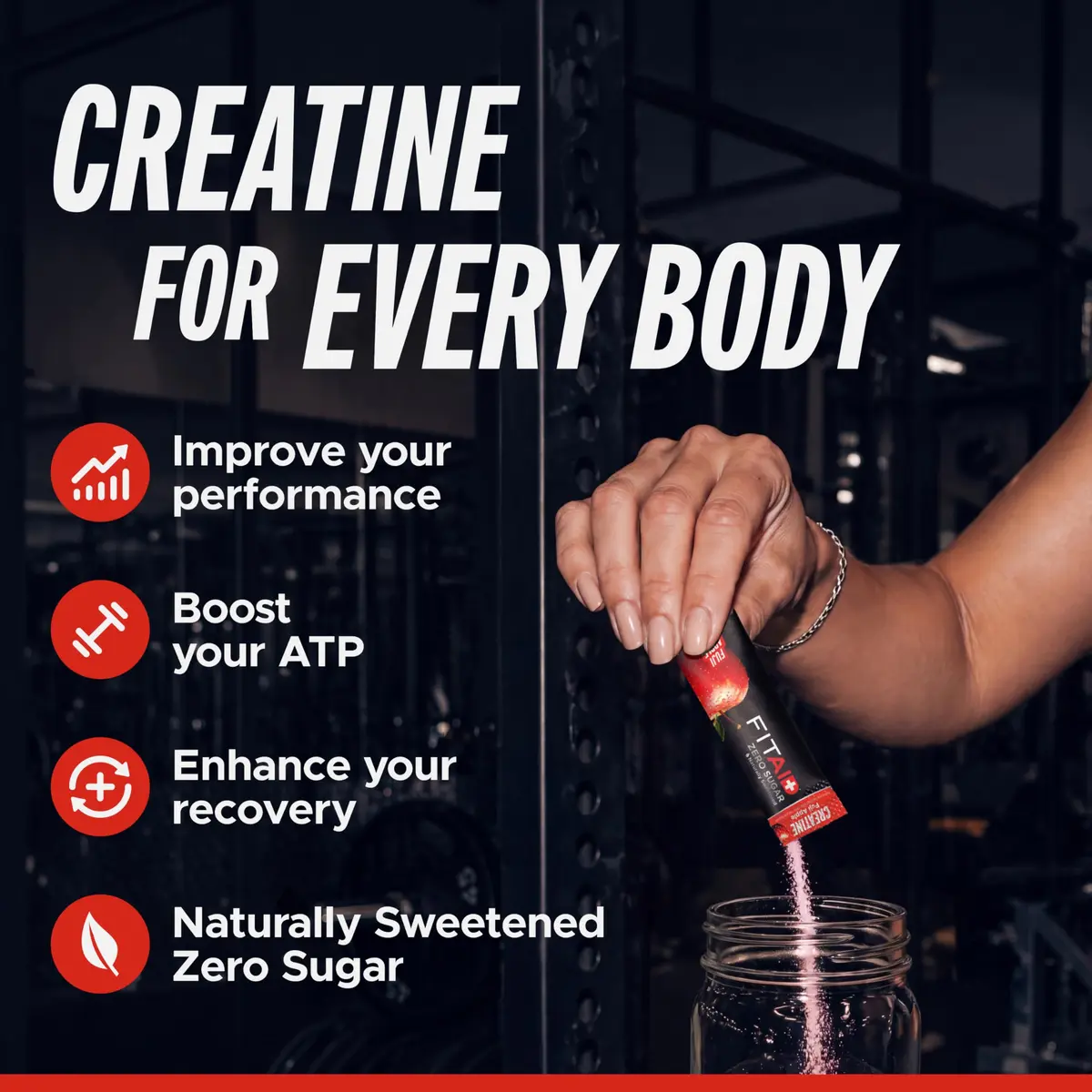 LIFEAID FITAID Creatine Powder, Fuji Apple | 14 Stick Packs, 5g Creatine, Vegan & Paleo (0.22 oz/6.2 g each) - view 3
