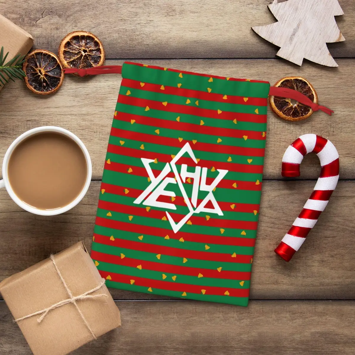 AMZWZSH Yeshua Star of David Christmas Gift Bags, Santa Wrapping Bags, Xmas Presents Bag With Drawstring (Large) - view 6