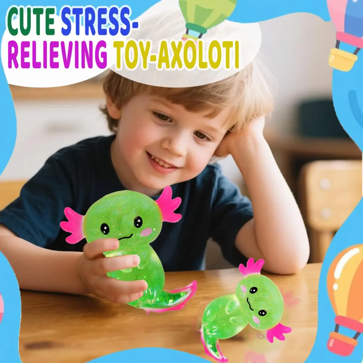 Puffwize Axolotl Squishy Stress Relief Toy Glitter Fidget Toy, Green | Non-Toxic & BPA-Free for Kids & Adults - view 5