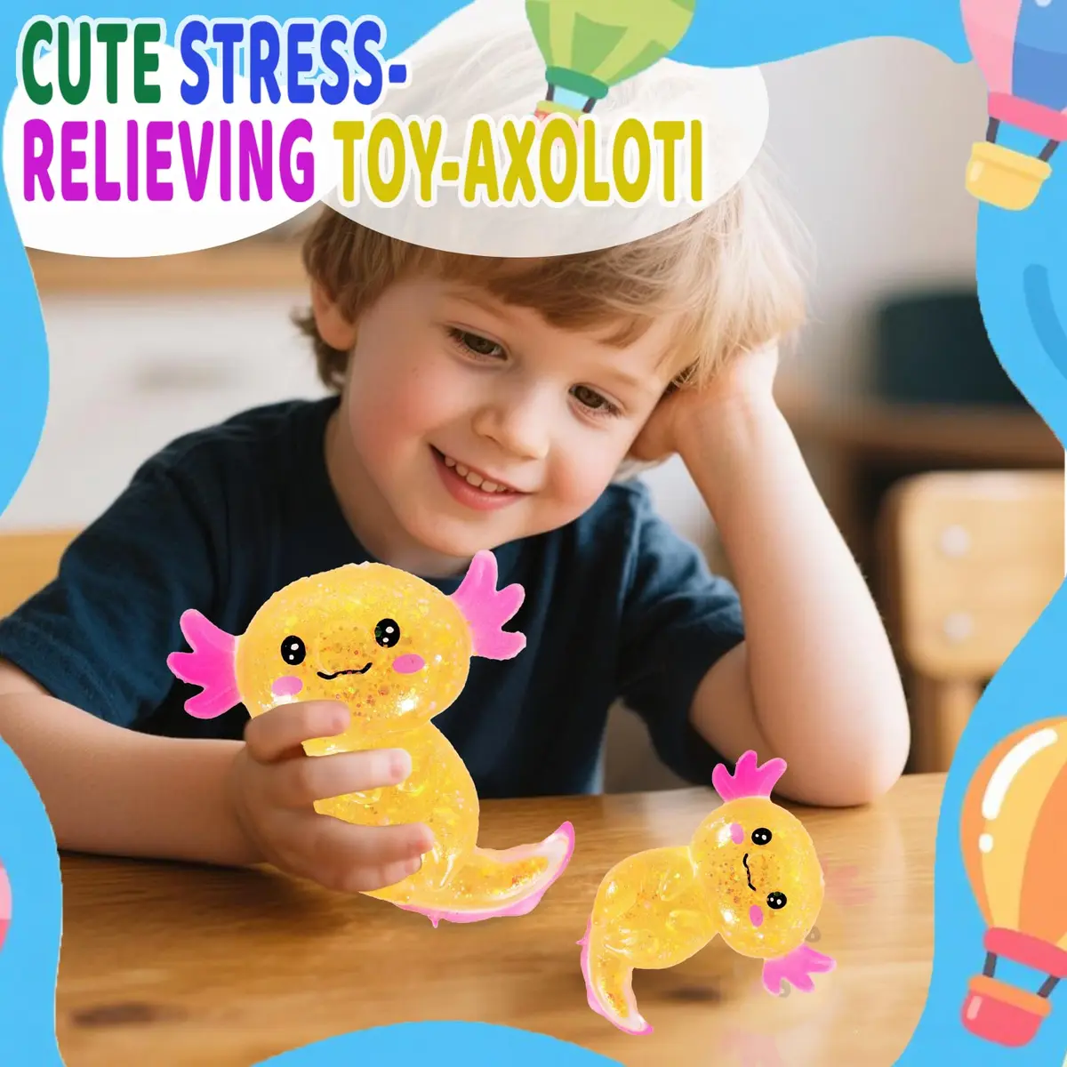 Puffwize Orange Axolotl Squishy Stress Relief Toy | ASTM-Tested Non-Toxic TPR for Kids & Adults - view 5