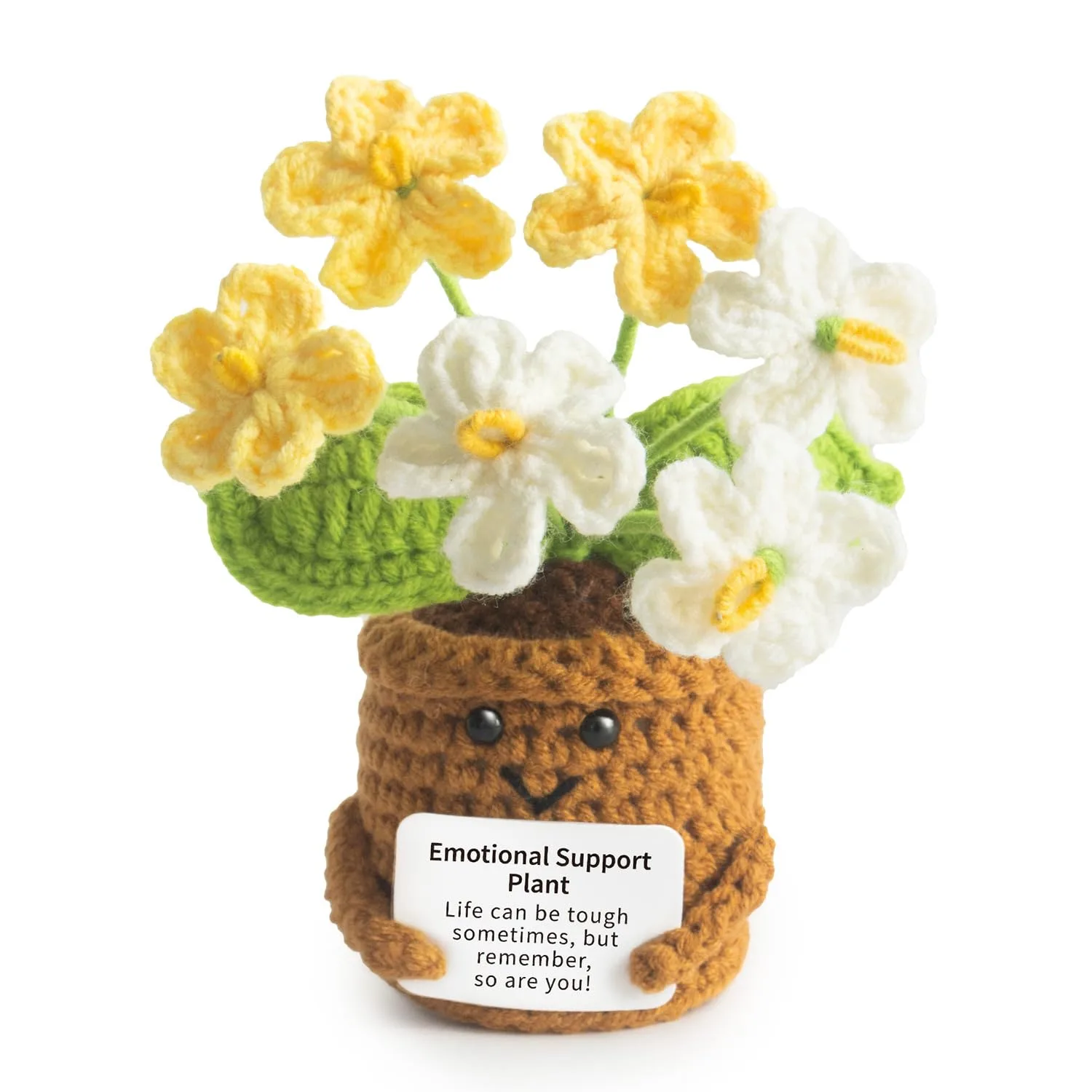 MS ZHENQIAO Handmade Positive Flower Crochet Figurine | Inspirational Gift for Women - main product image