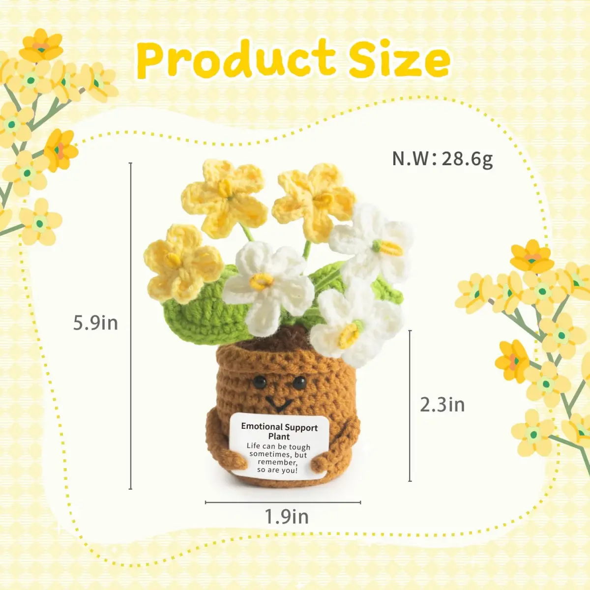 MS ZHENQIAO Forget-Me-Not Crochet Flower Potted Plant Gift | Positive Affirmation Decor - view 2