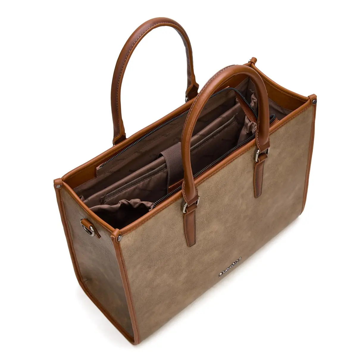 Montana West Laptop Tote Bag for Women 15.6 Inch Waterproof Vegan Leather Khaki | Business Office Work Briefcase - view 4