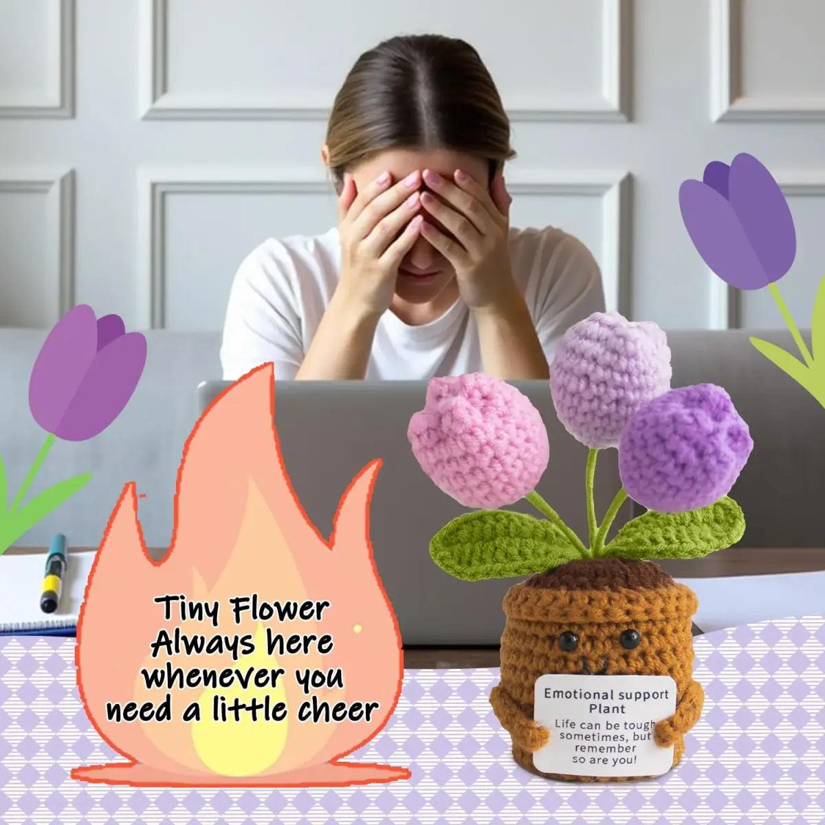 MS ZHENQIAO Tulip Crochet Flower Pattern 6.8 cm (2.7 in) | Inspirational Gift - view 5