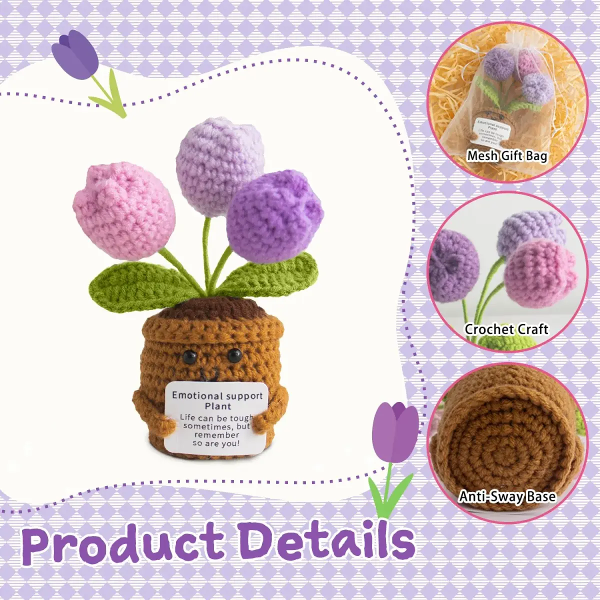 MS ZHENQIAO Tulip Crochet Flower Pattern 6.8 cm (2.7 in) | Inspirational Gift - view 3