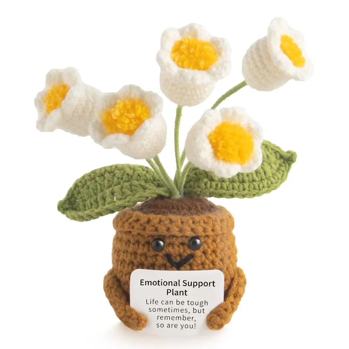 MS ZHENQIAO Lily of the Valley Crochet Flower Potted Plant Gift | Handmade Emotional Support Decor - main product image