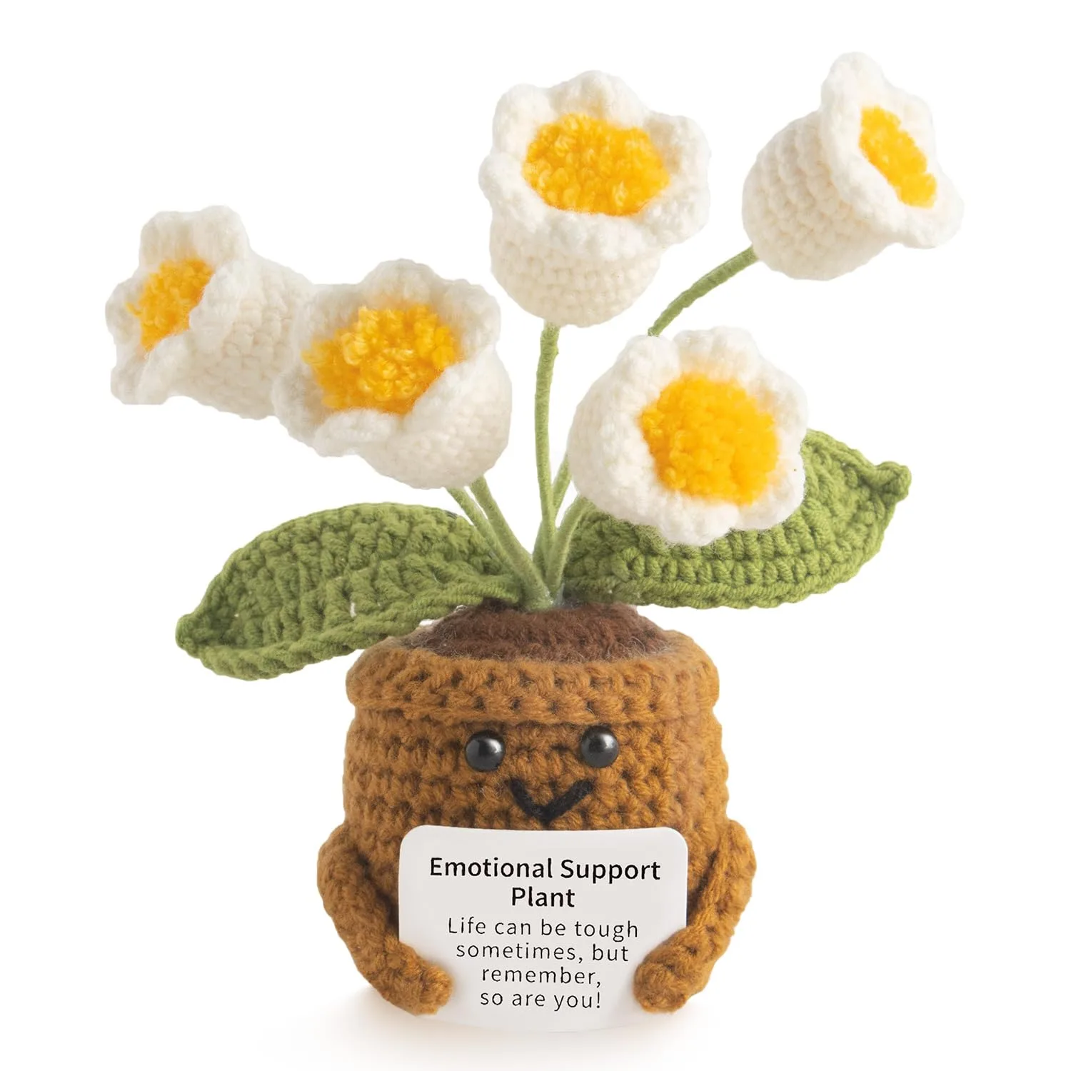 MS ZHENQIAO Handmade Crochet Flower - Lily of the Valley White, Inspirational Desk Decor | Positive Affirmation Gift - main product image