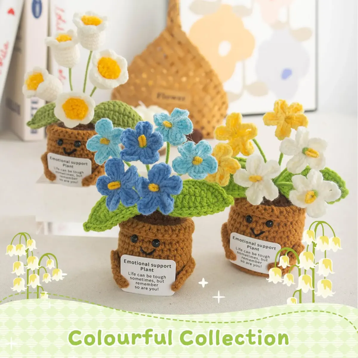 MS ZHENQIAO Lily of the Valley Crochet Flower Potted Plant Gift | Handmade Emotional Support Decor - view 7