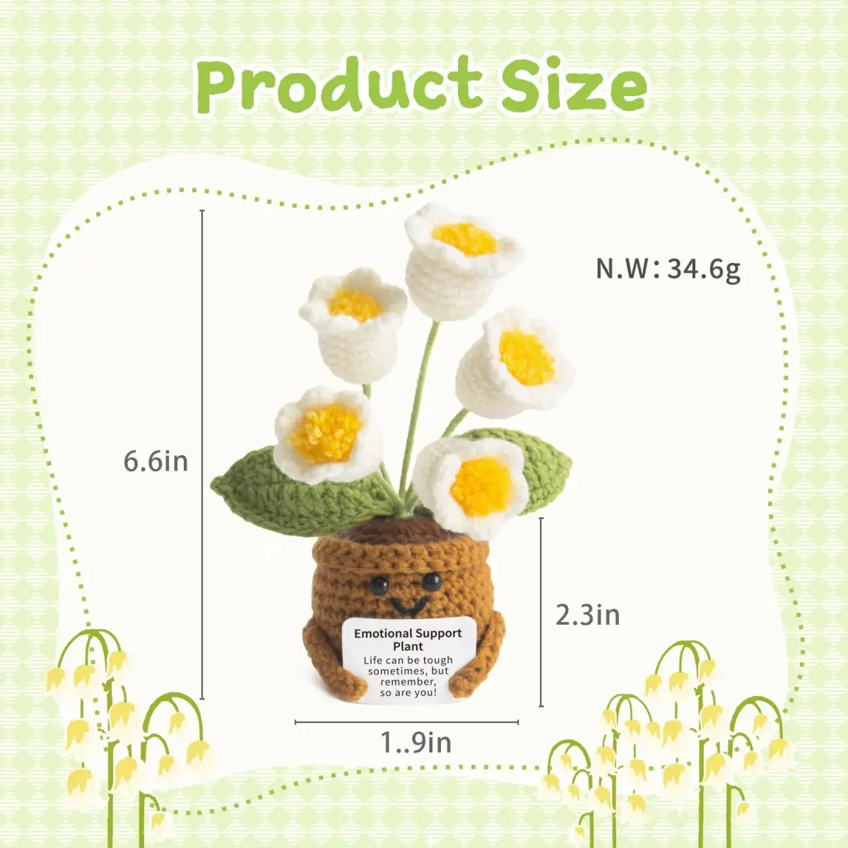 MS ZHENQIAO Lily of the Valley Crochet Flower Potted Plant Gift | Handmade Emotional Support Decor - view 2