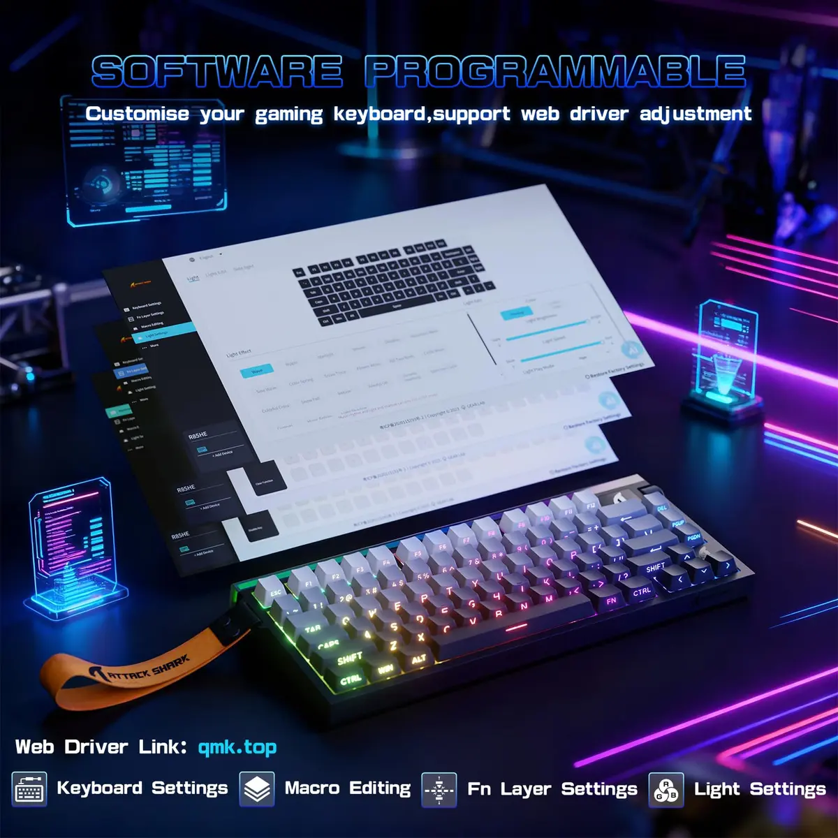 MAMBASNAKE ATTACK SHARK R85 HE Hall Effect Gaming Keyboard 75% | Rapid Trigger & 8KHz Polling - view 3