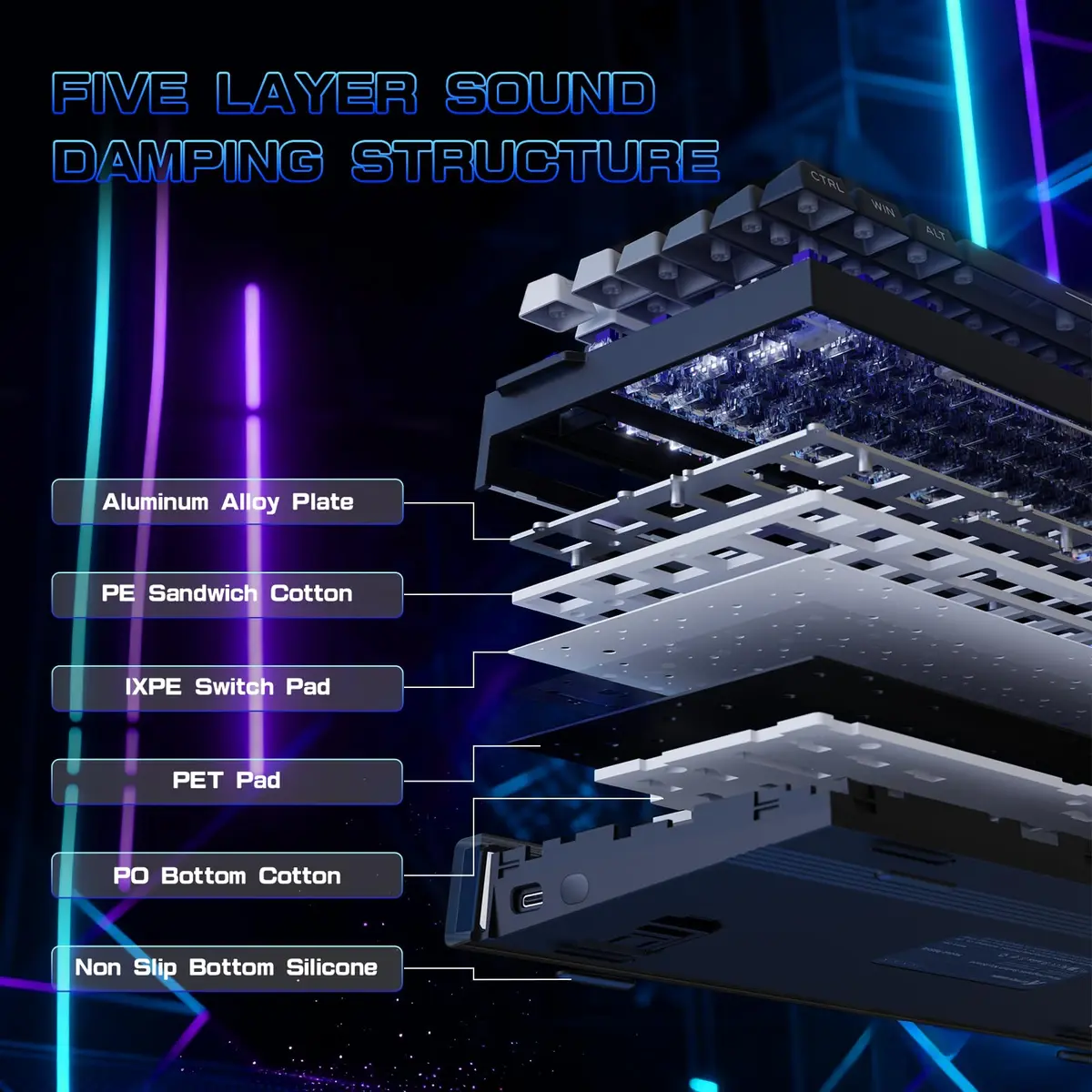 MAMBASNAKE ATTACK SHARK R85 HE Hall Effect Gaming Keyboard 75% | Rapid Trigger & 8KHz Polling - view 4