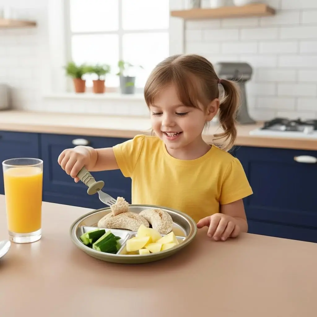 PandaEar Baby Feeding Set | Stainless Steel Plates & Bowls with Silicone Utensils | Toddler Tableware for Self-Feeding - view 2