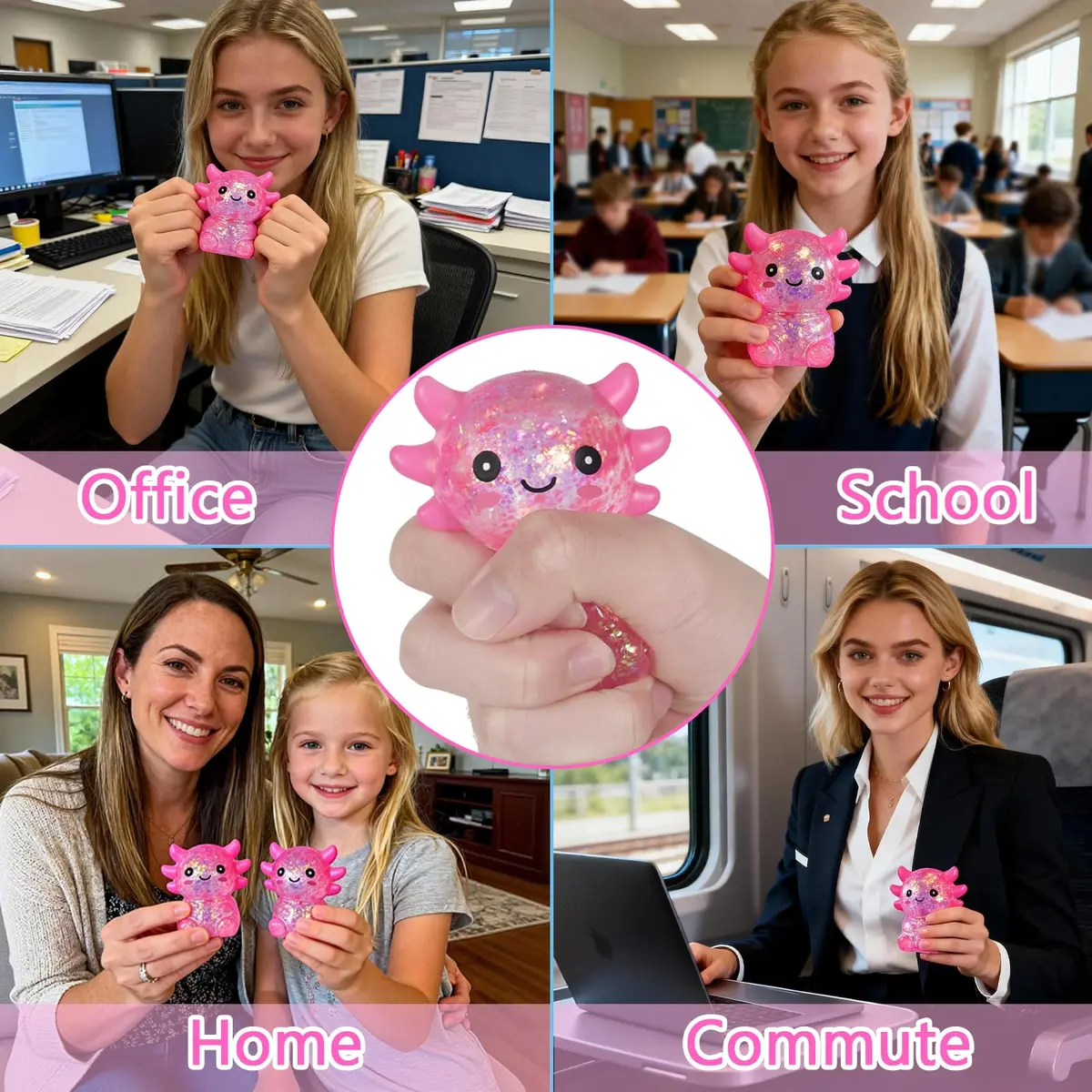 Puffwize Axolotl Squishy Toy 7.5cm | Stress Relief Fidget Toy for Kids & Adults - view 4