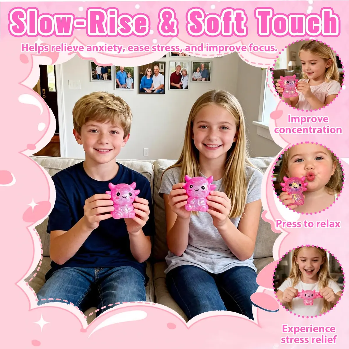 Puffwize Axolotl Squishy Toy 7.5cm | Stress Relief Fidget Toy for Kids & Adults - view 5