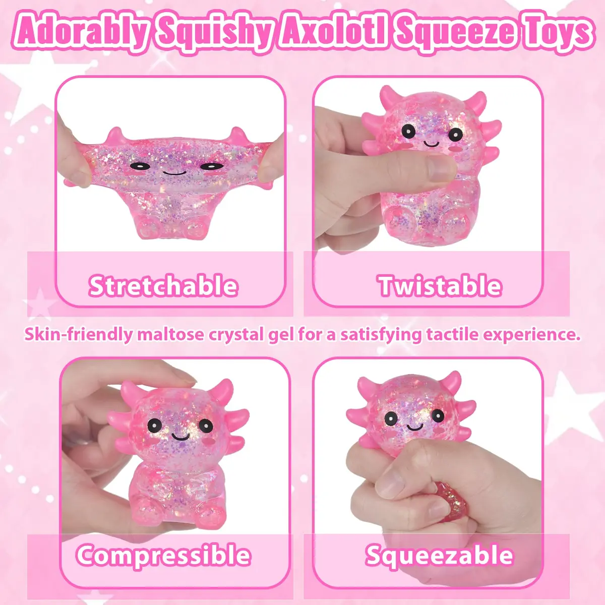 Puffwize Axolotl Squishy Toy 7.5cm | Stress Relief Fidget Toy for Kids & Adults - view 2