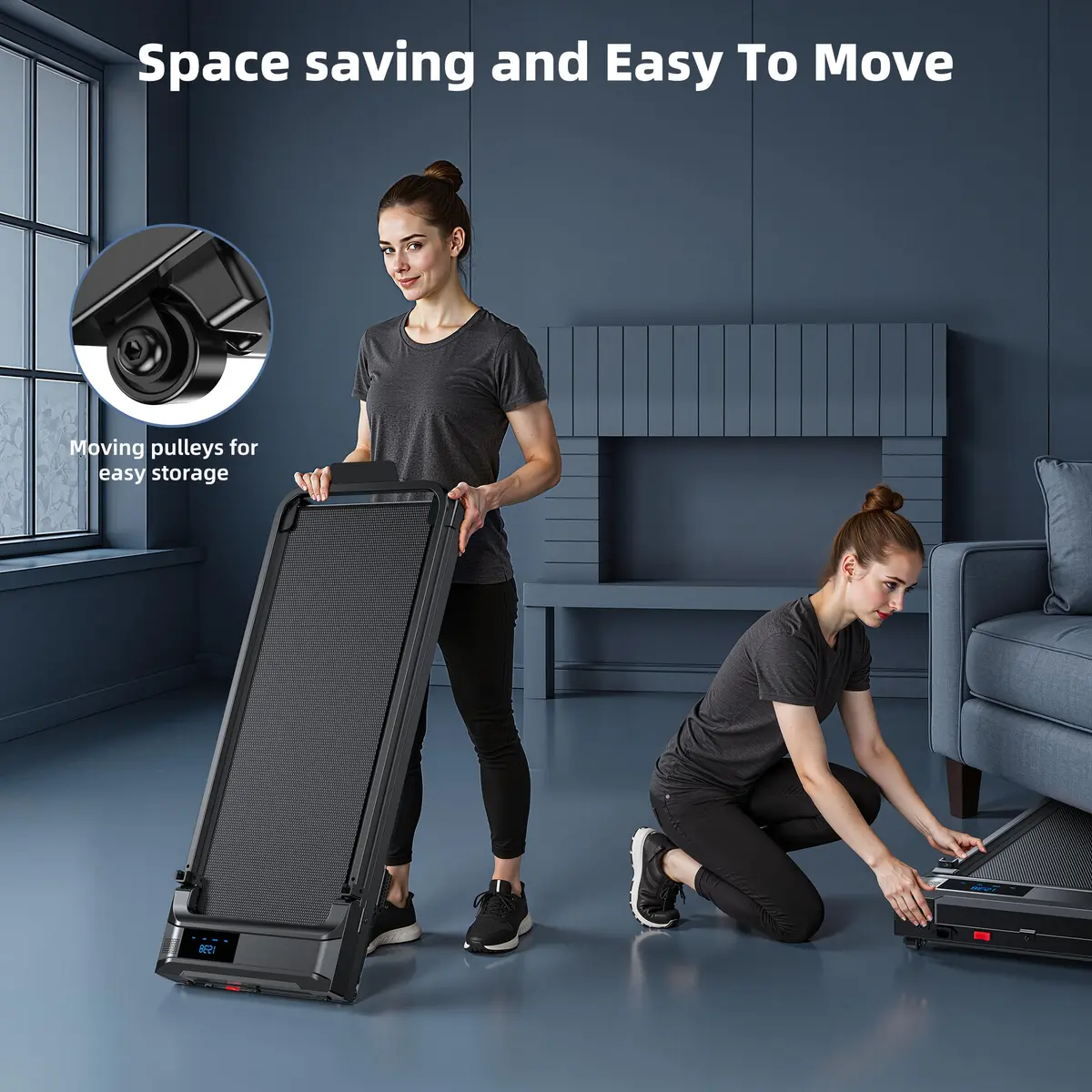 Ulfario Walking Pad Treadmill for Home - Folding Compact Handle Bar, Quiet & Portable, 90x38cm, 17.5kg - view 6