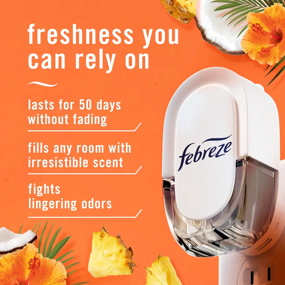 Febreze Hawaiian Aloha Scented Oil Refills, 4 Count (3.5 Fl Oz Total) | Fade Defy Technology Lasts 50 Days - view 2