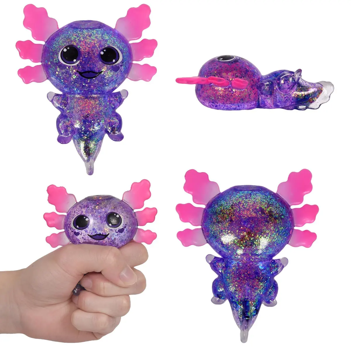Puffwize Axolotl Squishy Toy Purple Big Ears 9.5cm (3.74") | Slow Rising Fidget Toy for Stress Relief - view 7