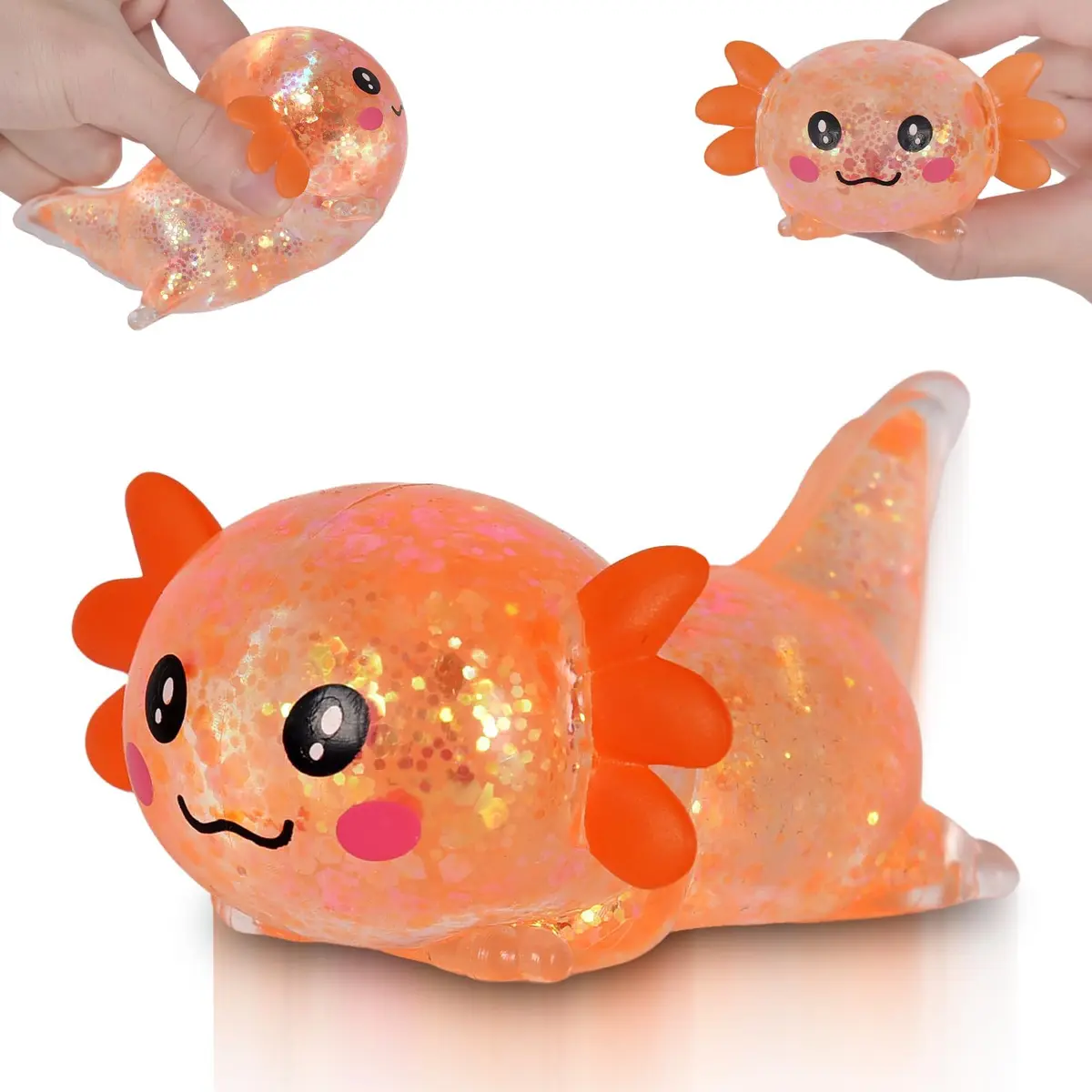 Puffwize Axolotl Squishy Toy Medium Orange | Slow Rising Fidget Toy for Stress Relief - main product image