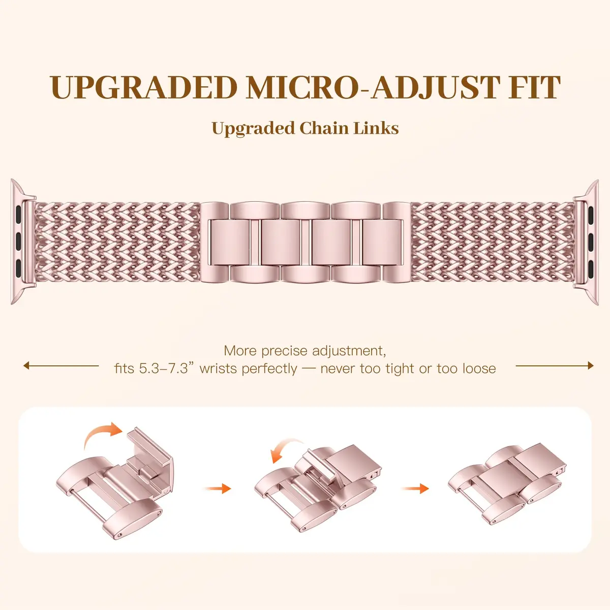 SNBLK Metal Band Compatible with Rose Gold Apple Watch Bands for Women 40mm 41mm 42mm 38mm 44mm 45mm 46mm | Dressy Link Bracelet - view 2