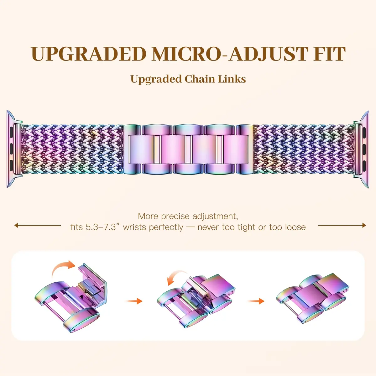 SNBLK Metal Watch Band Compatible with Apple Watch Series 1-11 & Ultra | Dressy Stainless Steel Link Bracelet for Women & Men - view 2