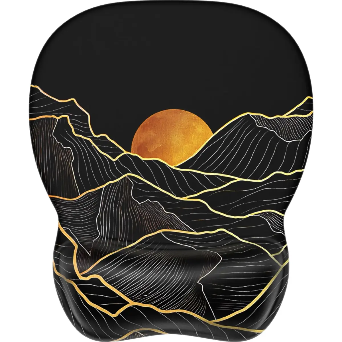 MROCO Ergonomic Mouse Pad with Gel Wrist Rest, 24cm x 20.5cm (9.4 x 8.1 in) | Golden Rise Pattern - main product image