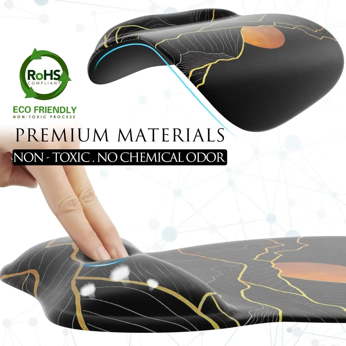 MROCO Ergonomic Mouse Pad with Gel Wrist Rest, 24cm x 20.5cm (9.4 x 8.1 in) | Golden Rise Pattern - view 5