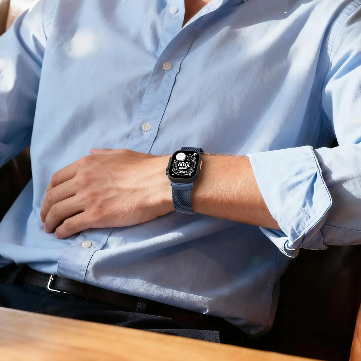 Steezrd Magnetic Milanese Loop Band Compatible with Apple Watch 38mm-49mm | Blue Stainless Steel Metal Strap for Series 1-11, Ultra 1-3 - view 7