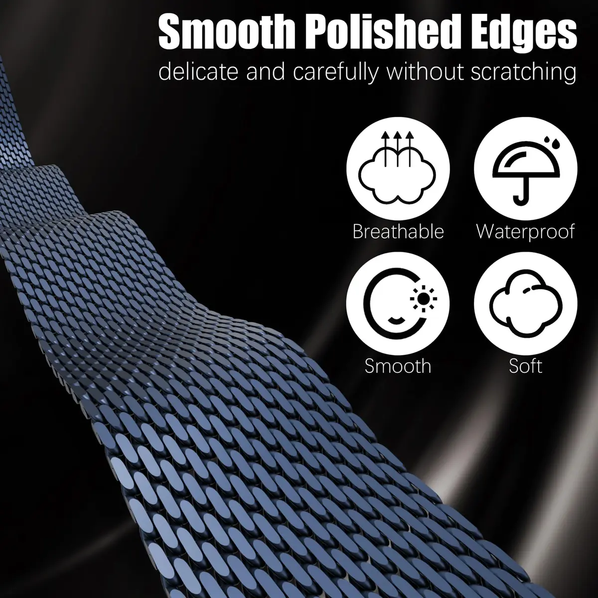Steezrd Magnetic Milanese Loop Band Compatible with Apple Watch 38mm-49mm | Blue Stainless Steel Metal Strap for Series 1-11, Ultra 1-3 - view 3