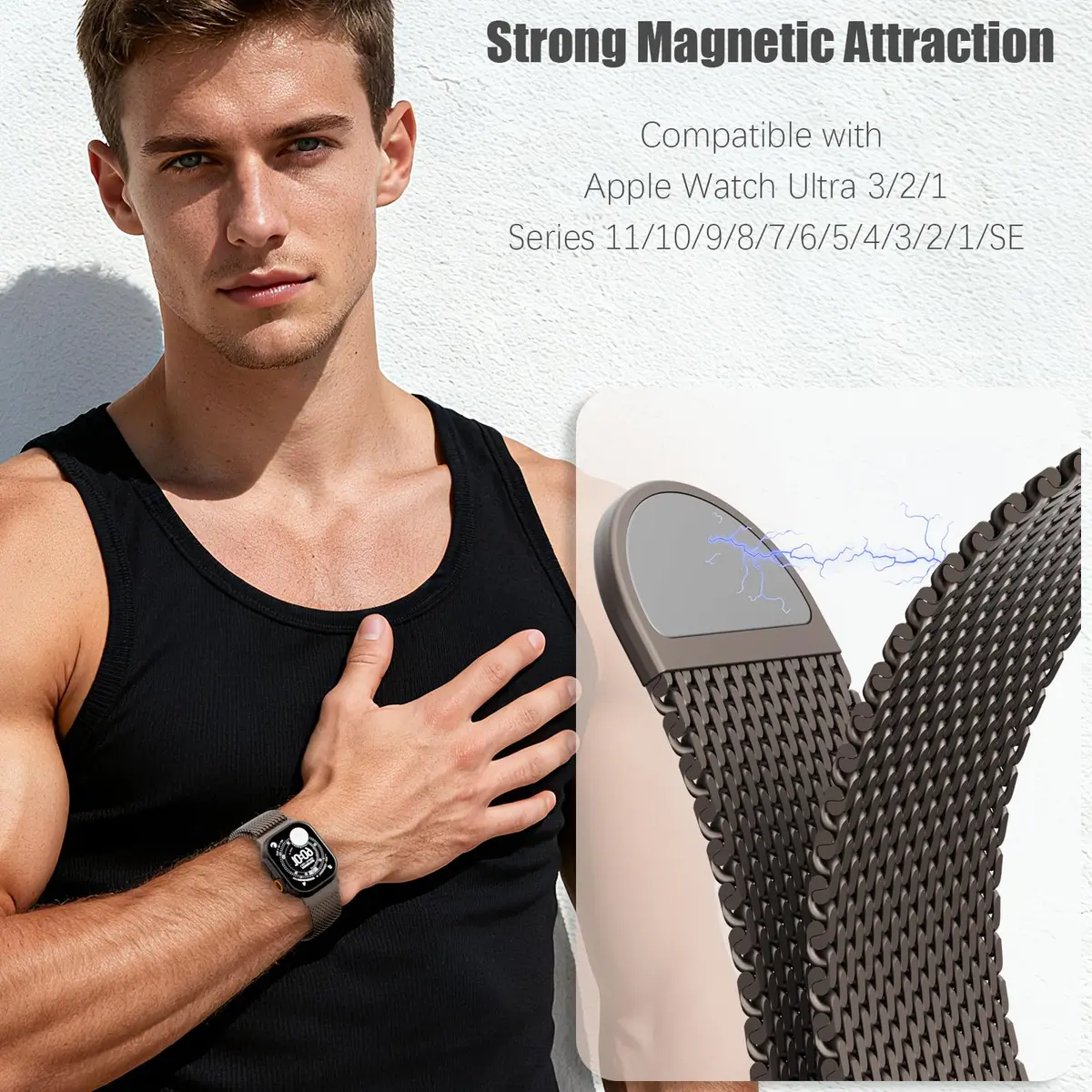 Steezrd Magnetic Milanese Loop Band Compatible with Apple Watch 49mm 46mm 45mm 44mm 42mm 41mm 40mm 38mm | Stainless Steel Metal Strap for iWatch Ultra 3/2/1 Series 11 10 9 8 7 6 5 4 SE - view 4