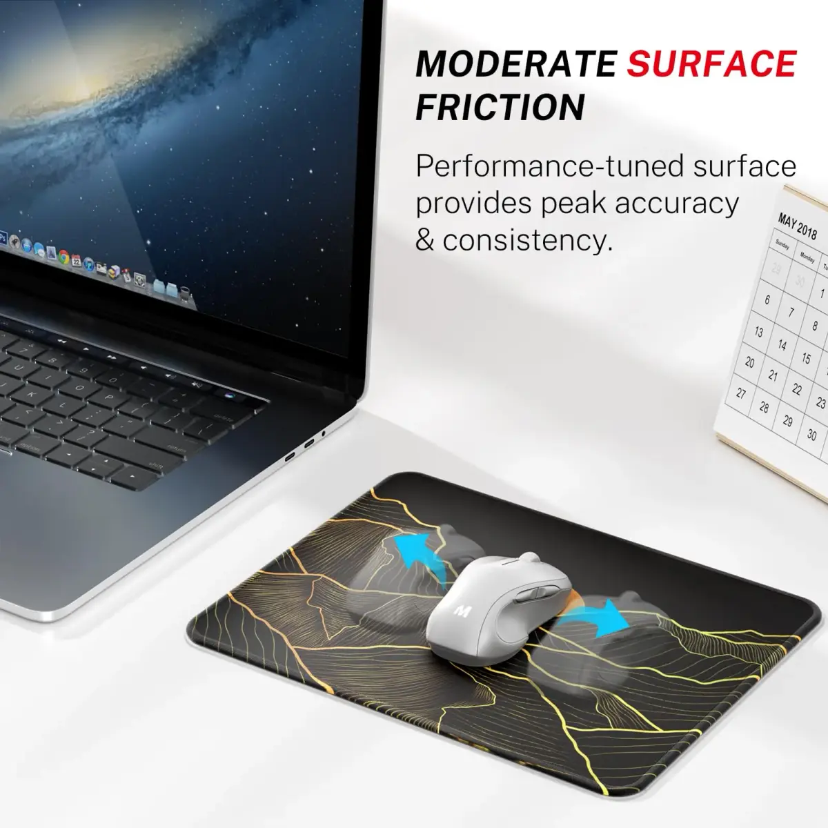 MROCO Golden Rise Mouse Pad with Gel Wrist Rest | 21.6cm x 27.9cm (8.5 x 11 Inch) - view 2