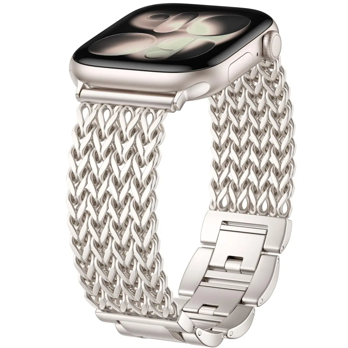 SNBLK Metal Band Compatible with Apple Watch Series 1-11 & SE 40mm-46mm | Dressy Stainless Steel Link Bracelet for Women - main product image