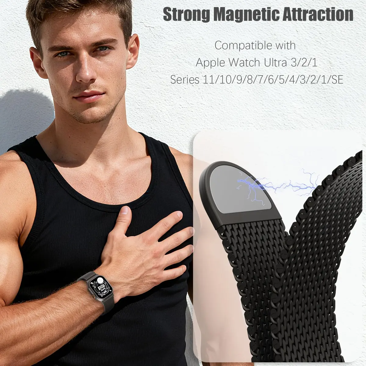 Steezrd Magnetic Milanese Loop Watch Band for Apple Watch 38mm-49mm | Breathable Stainless Steel Strap - view 4