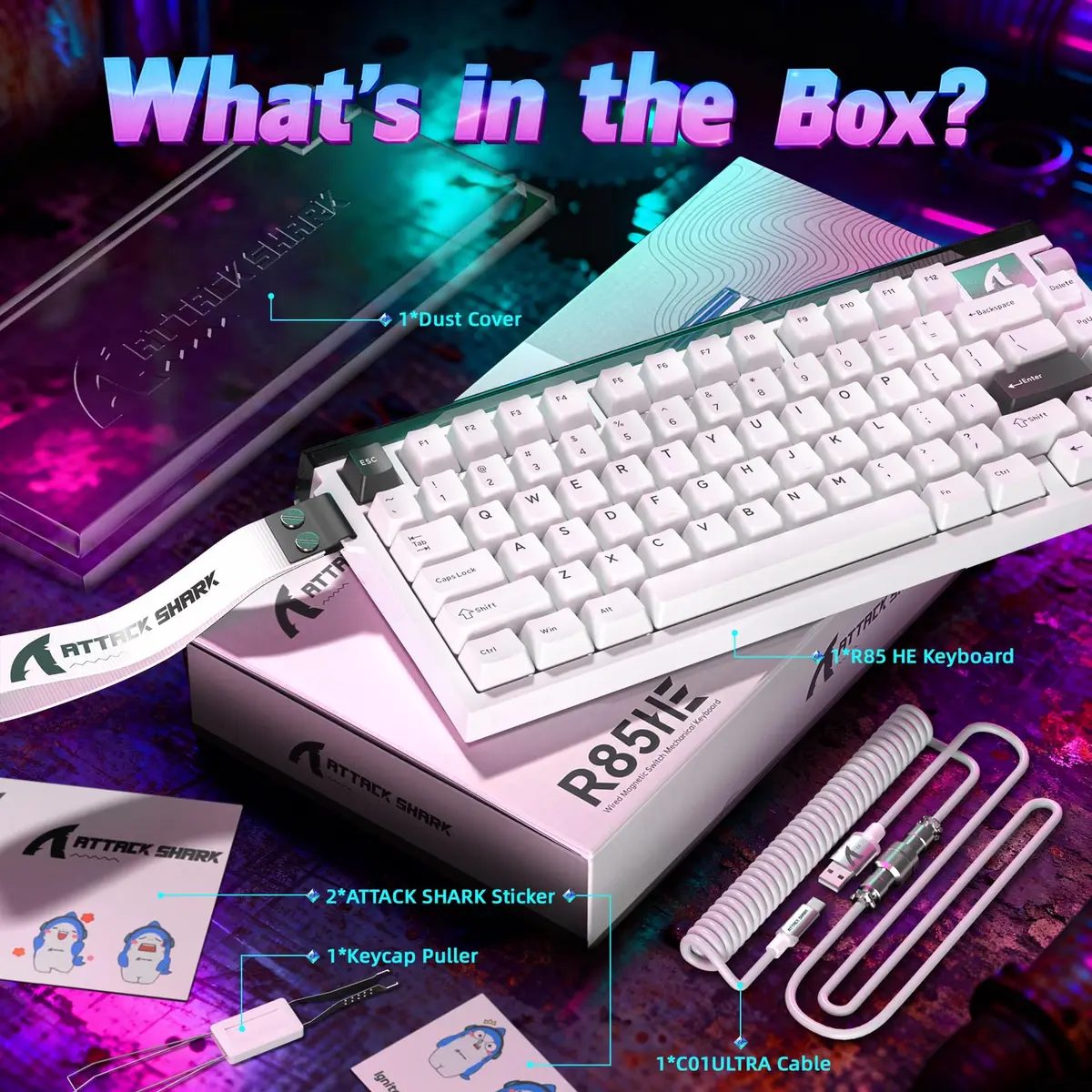 ATTACK SHARK R85 HE Magnetic Wired Gaming Keyboard 75% Layout | 8000Hz Polling Rate, 0.005mm RT Precision - view 5