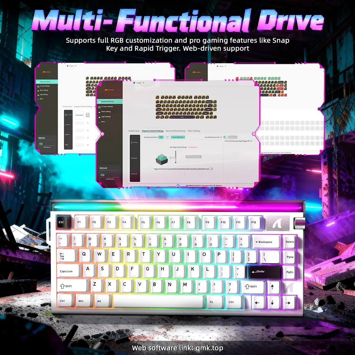 ATTACK SHARK R85 HE Magnetic Wired Gaming Keyboard 75% Layout | 8000Hz Polling Rate, 0.005mm RT Precision - view 6