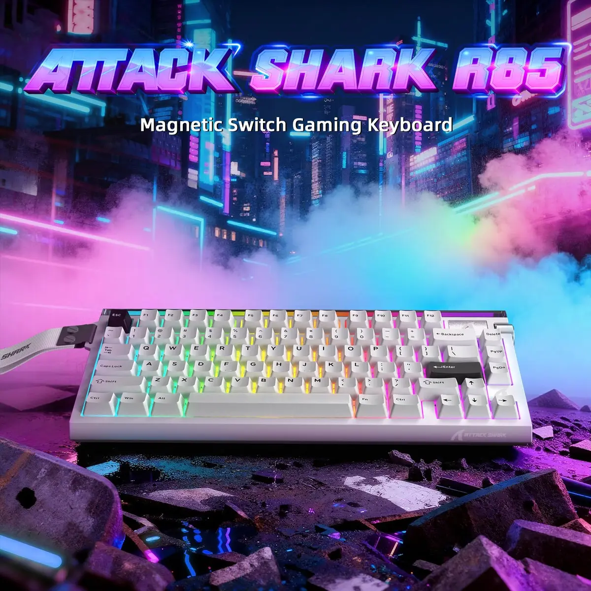 ATTACK SHARK R85 HE Magnetic Wired Gaming Keyboard 75% Layout | 8000Hz Polling Rate, 0.005mm RT Precision - view 2