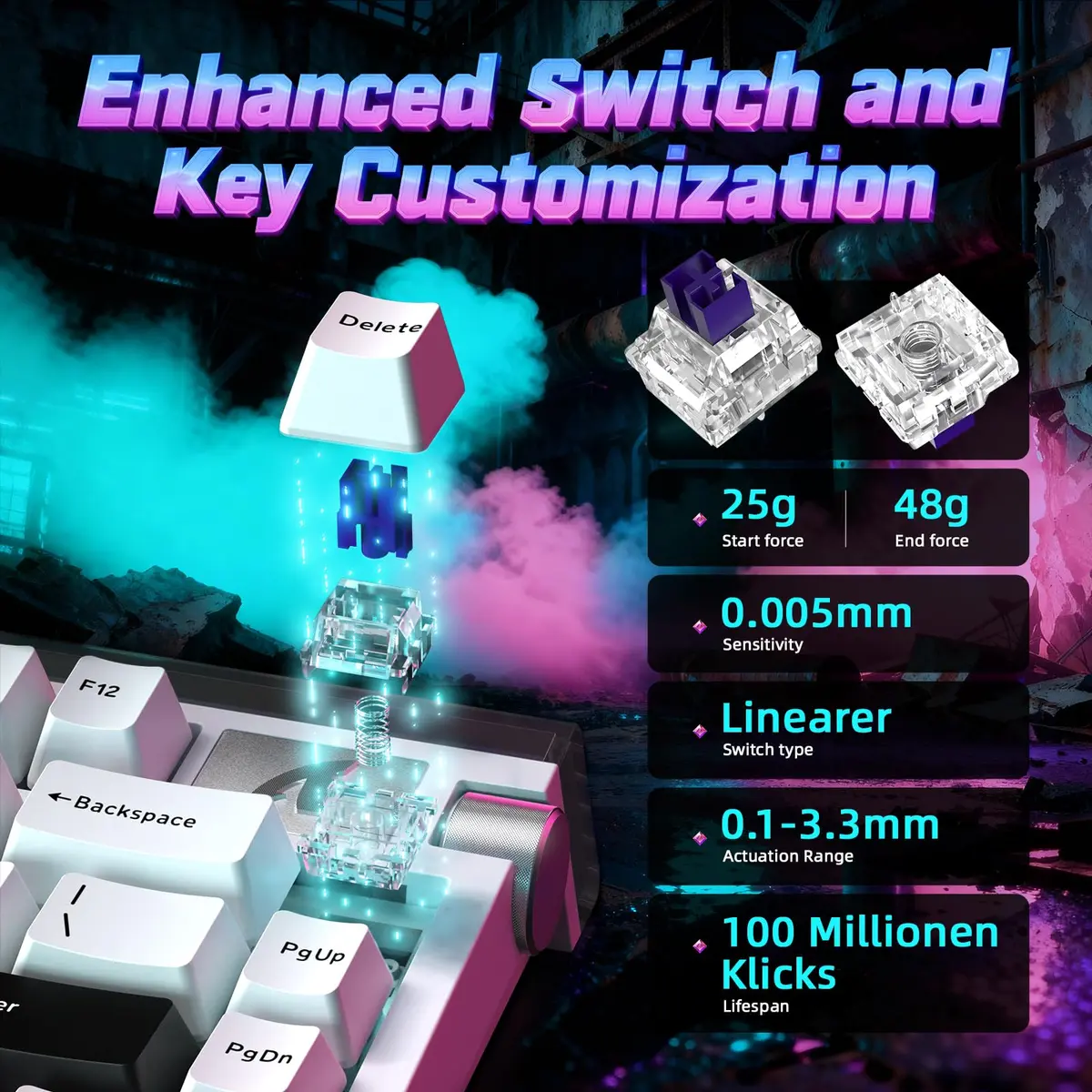 ATTACK SHARK R85 HE Magnetic Wired Gaming Keyboard 75% Layout | 8000Hz Polling Rate, 0.005mm RT Precision - view 4
