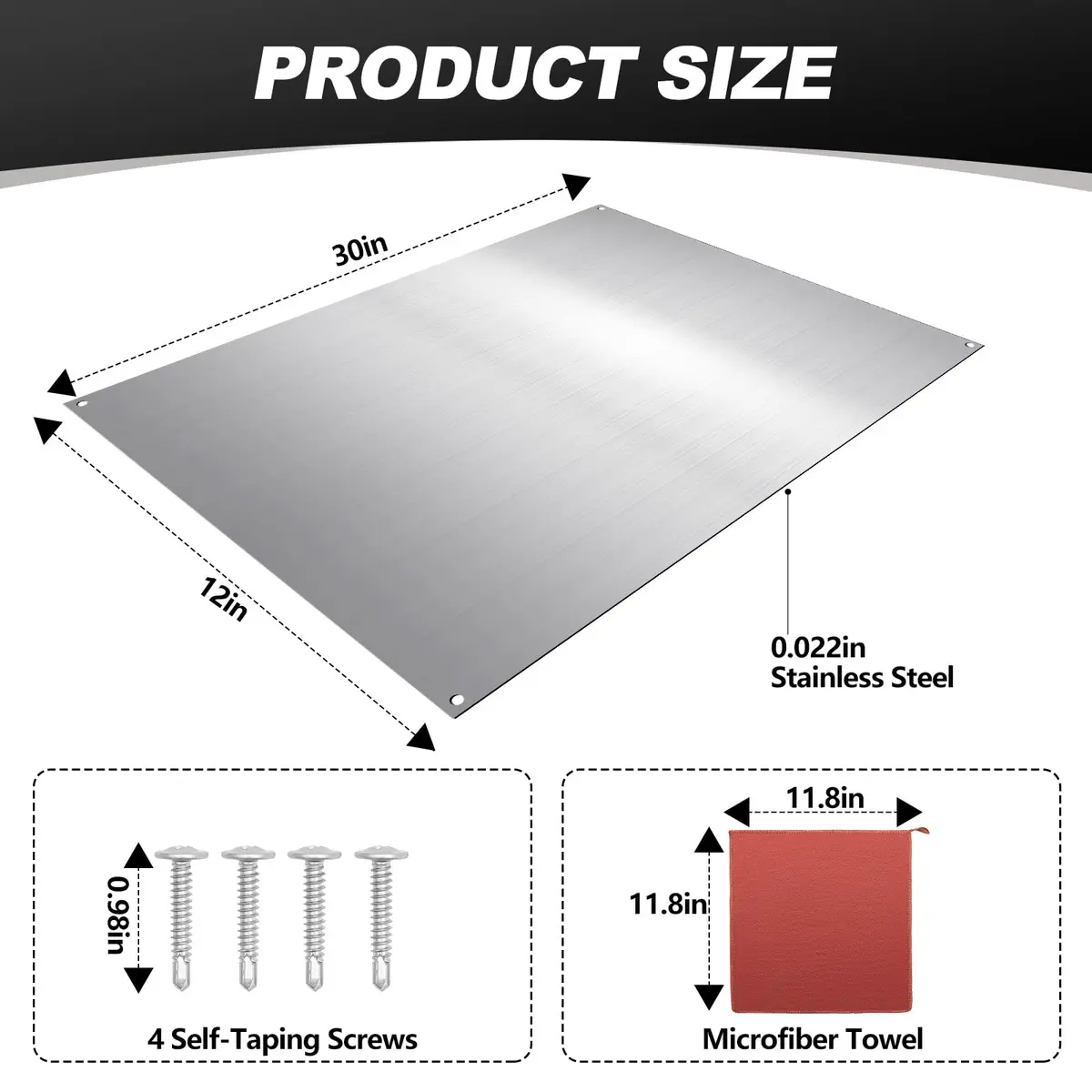Yaocom Stainless Steel Backsplash 76x30 cm (30x12 Inch) | Brushed Finish for Kitchen Walls - view 2