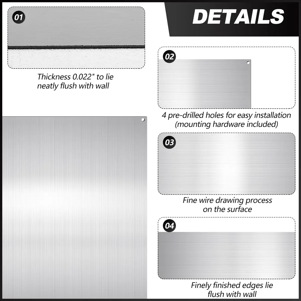 Yaocom Stainless Steel Backsplash 76x30 cm (30x12 Inch) | Brushed Finish for Kitchen Walls - view 3