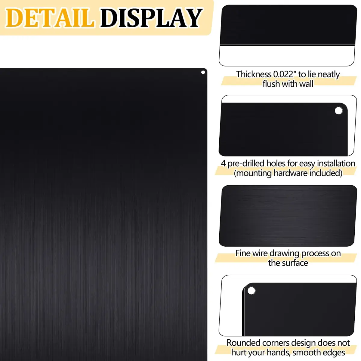 Yaocom Black Stainless Steel Backsplash for Stove, 30x12 Inch | Kitchen Wall Protection - view 3