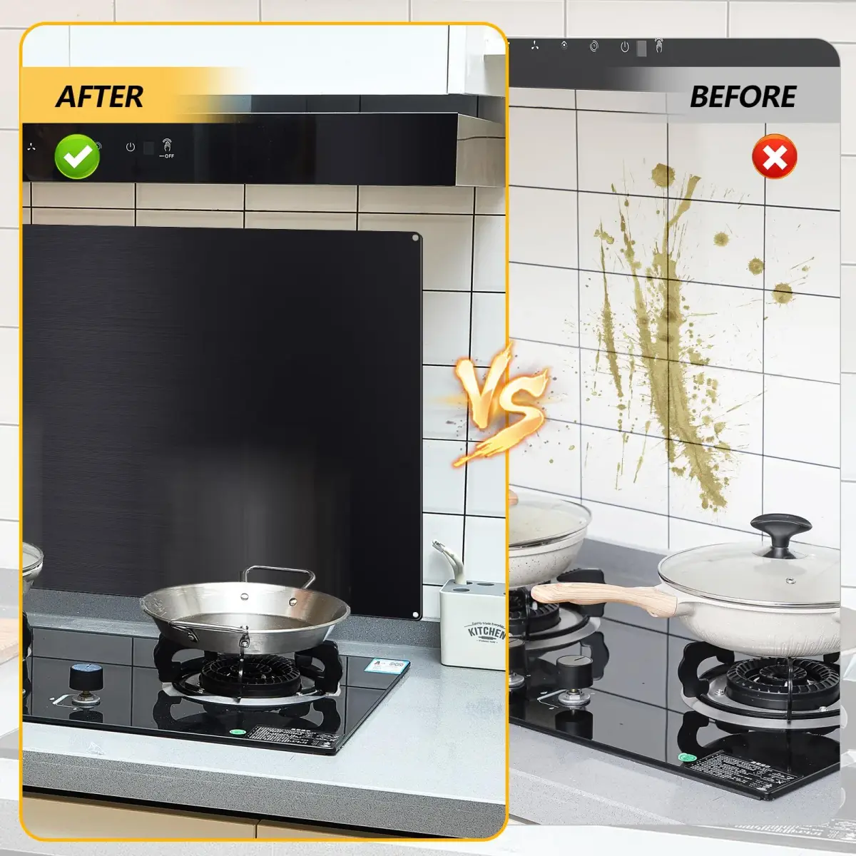 Yaocom Black Stainless Steel Backsplash for Stove, 30x12 Inch | Kitchen Wall Protection - view 4