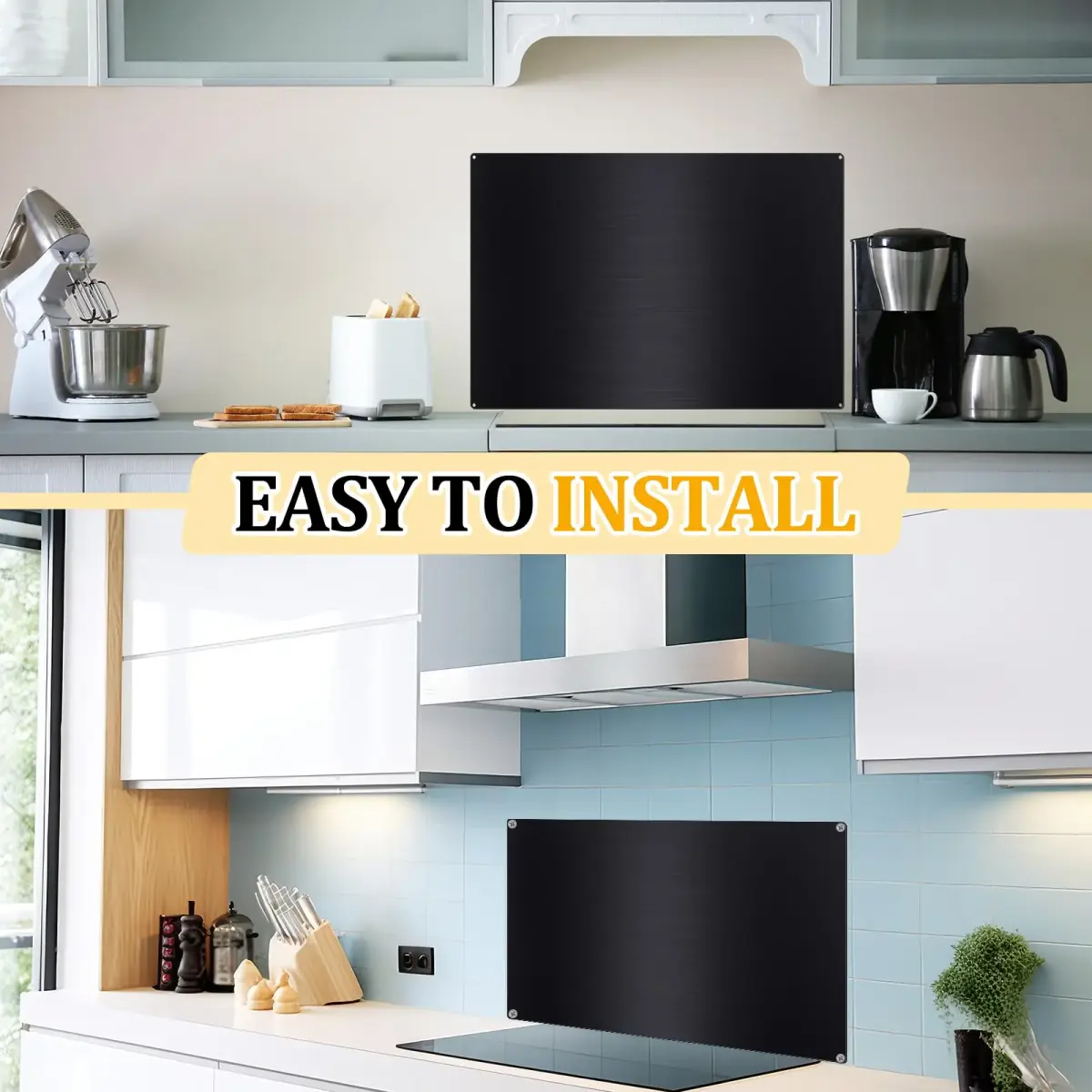 Yaocom Black Stainless Steel Backsplash for Stove, 30x12 Inch | Kitchen Wall Protection - view 5