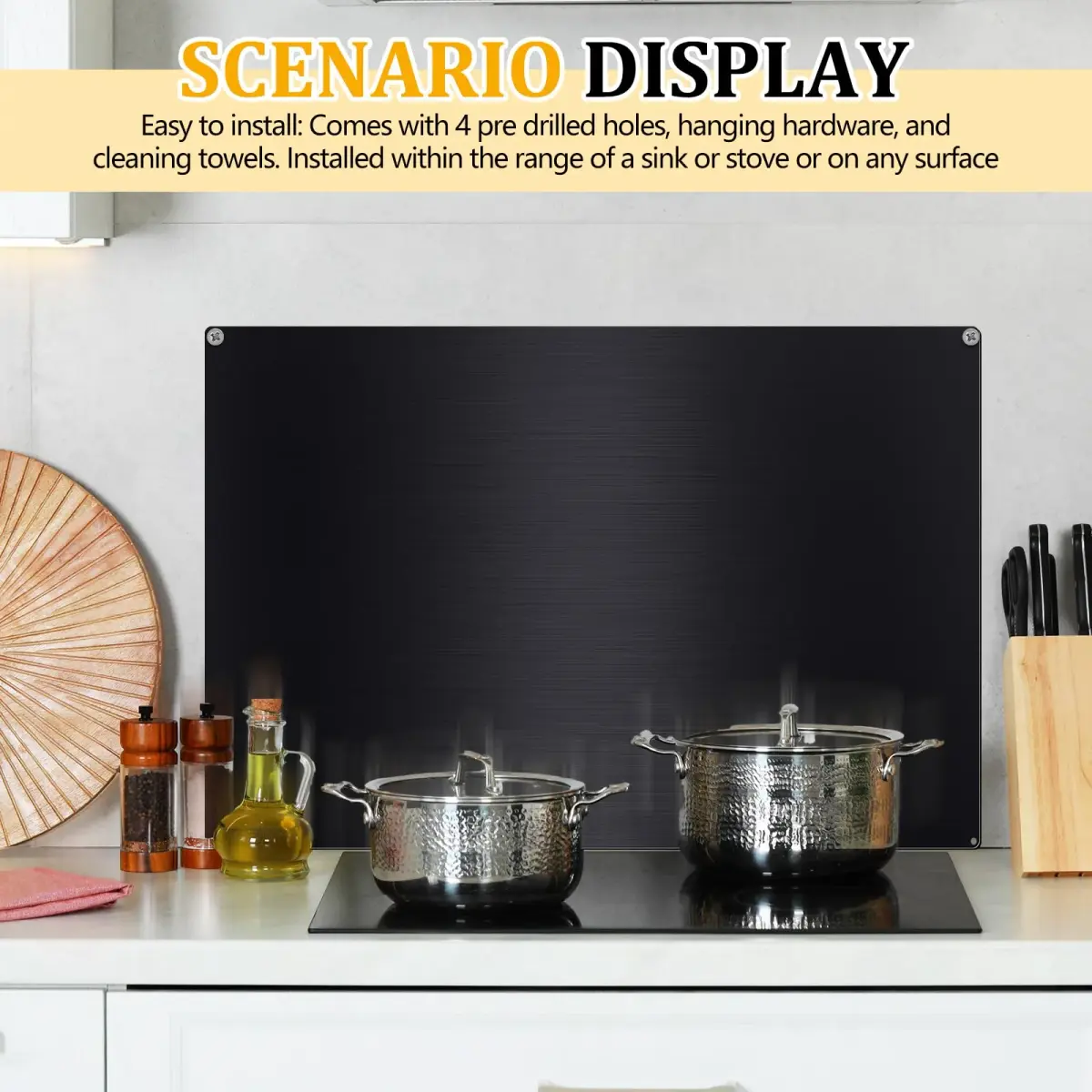 Yaocom Black Stainless Steel Backsplash for Stove, 30x12 Inch | Kitchen Wall Protection - view 7