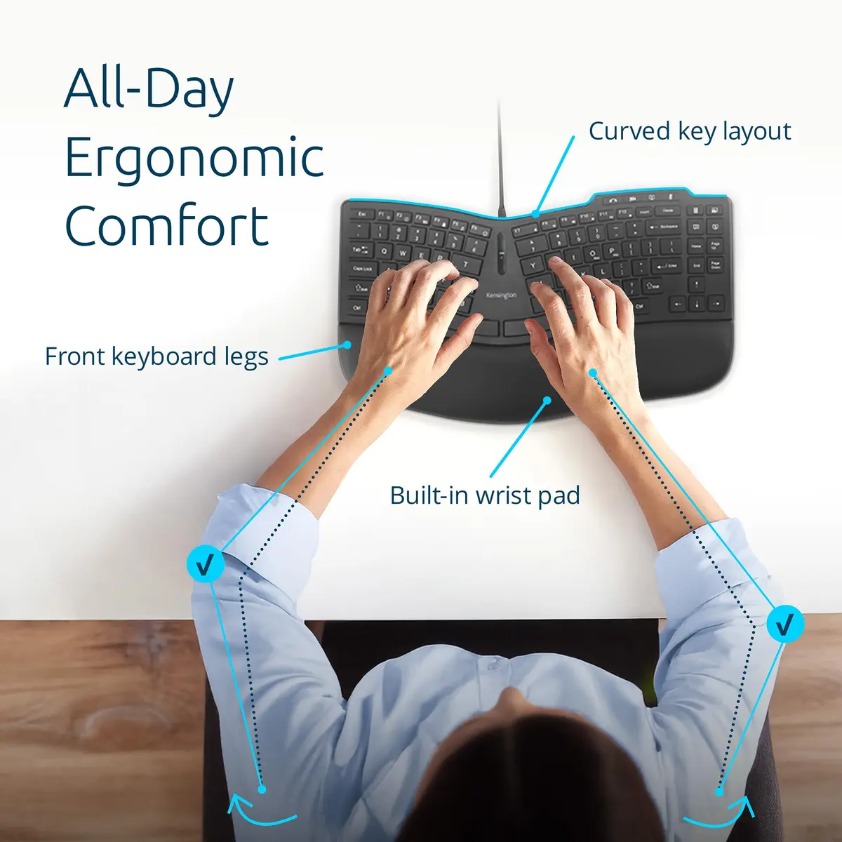 Kensington Pro Fit Ergo KB675 EQ TKL Wired Keyboard | Ergonomic, Programmable Keys, USB-A - view 2