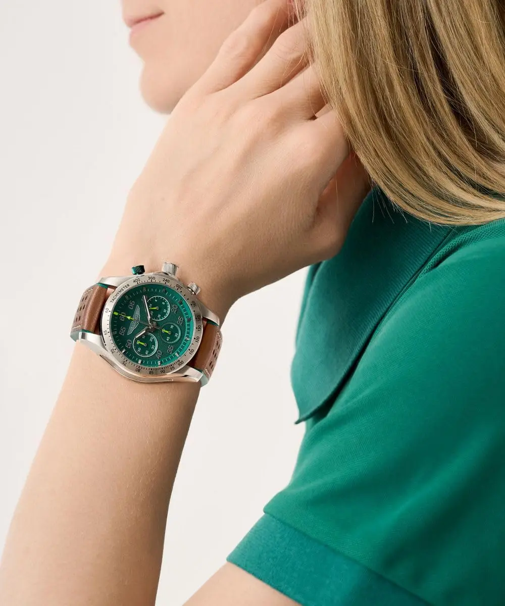 Aston Martin Unisex Chronograph Quartz Watch Aml Thrill SGT W | 42mm Stainless Steel Green Dial - view 2