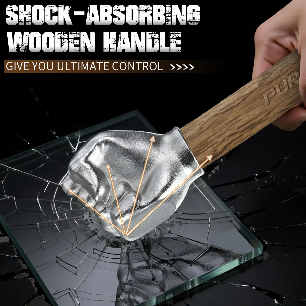 Purple Dragon 2Lb Fist Hammer Tool with Wooden Handle | Multi-Purpose Hand Tool for DIY & Camping - view 5